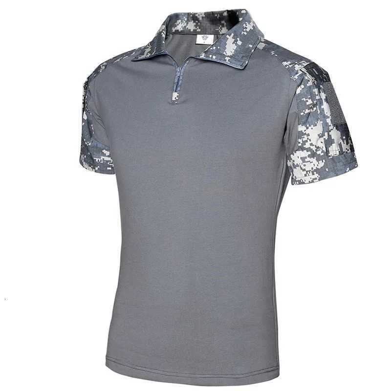 New Outdoor Camping Combat Tactical Camouflage T-Shirt Military Uniform Tops Students Army Training Short Sleeve Shirt Navy Blue Y250724