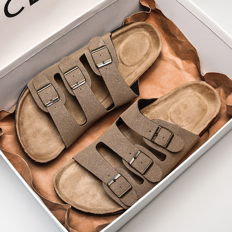 Soft Cork Slide Sandals Unisex Comfort Beach Slippers Trendy Summer Footwear for Couples Lightweight and Breathable Design