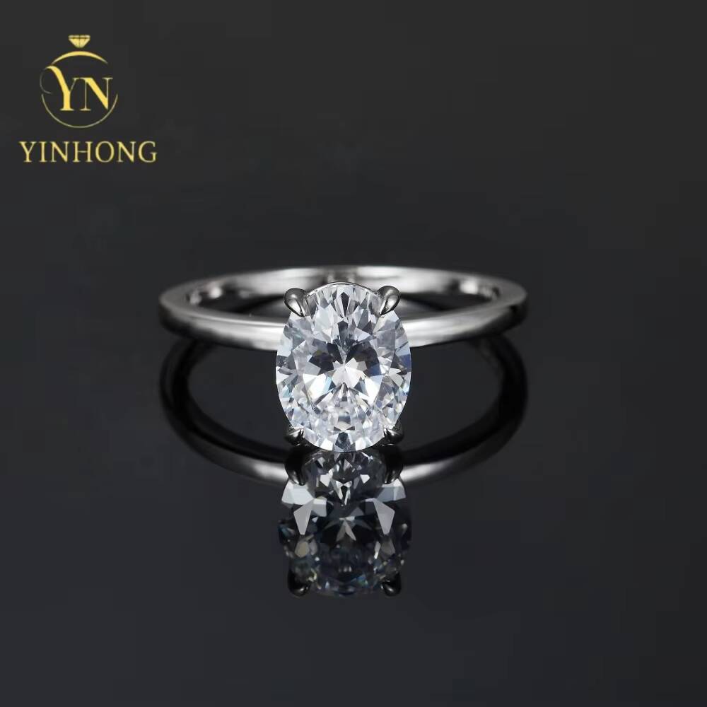 Factory wholesale 925 Sterling Silver Rings 3ct Oval Cut Moissanite Rings For Women Wedding Gifts