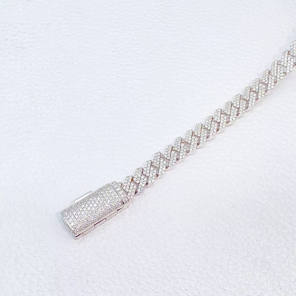 Trendy Cuban Chain Necklace Moissanite 8mm Diamond Iced Out Personalized Necklace 925 Sterling Silver