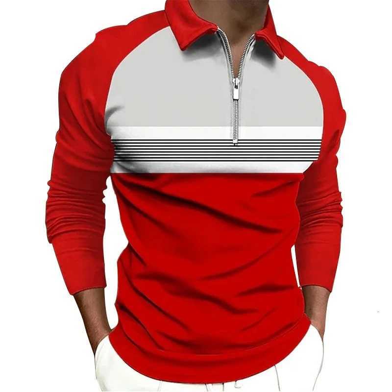 100% Polyester Summer Men Casual Long Sleeve Polo Shirt Men Sport Lapel Business Golf Polo Shirt Tops XJ250725