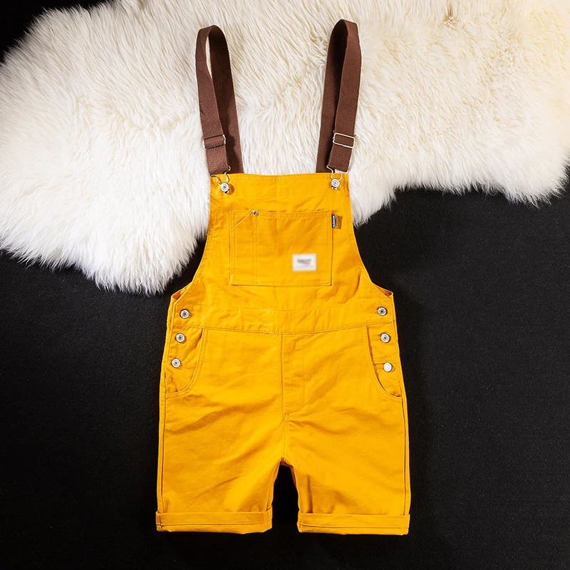 Summer Men Bib Pants Overall Short Suits Jumpsuit Trousers Plus Size 5xl Fashion Dungarees Candy Color Strap Streetwear 250725