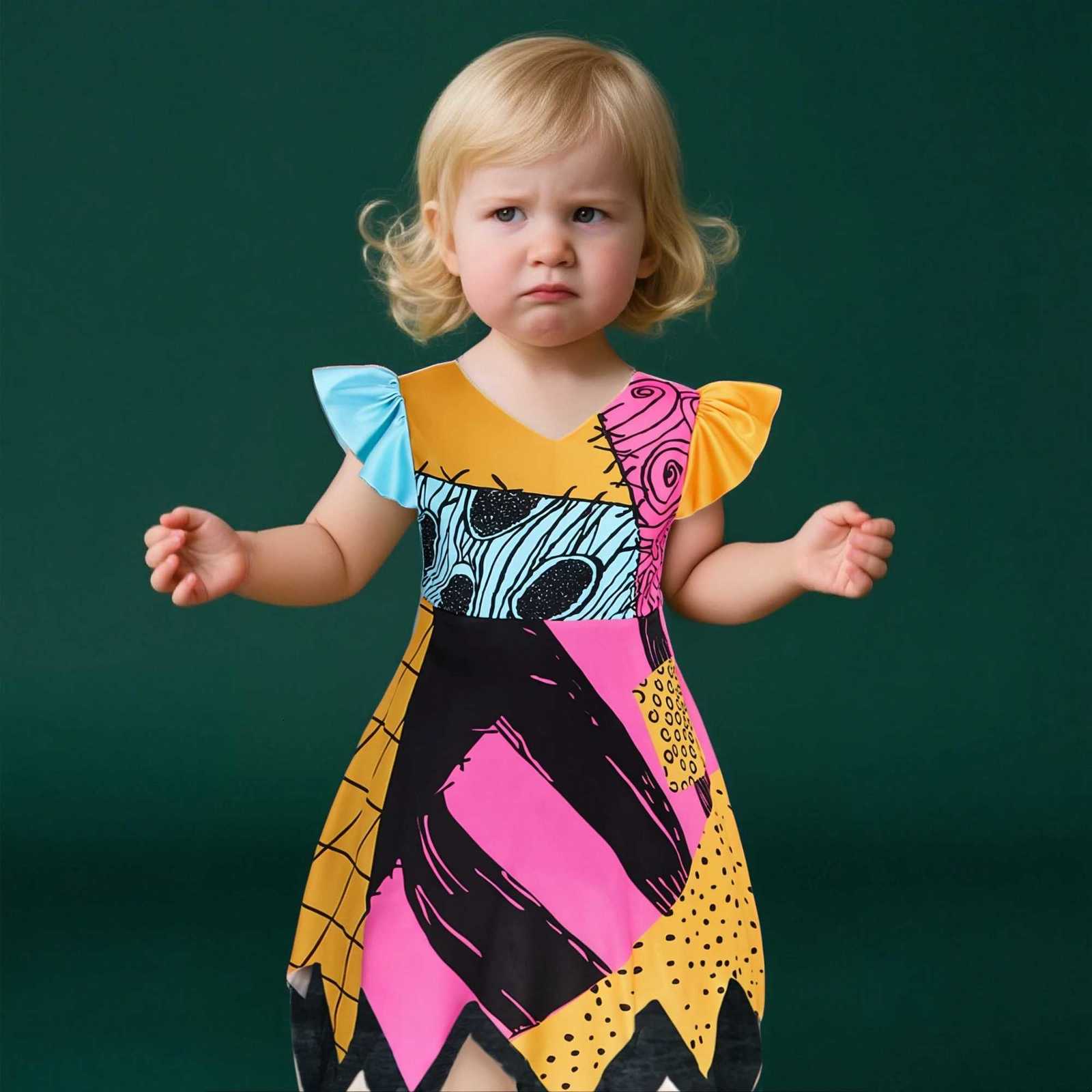 Girls Nightmare Before Christmas Halloween Sally Costume Jack Cosplay Dress Girls Children Carnival Vestidos Par Dress Z250725