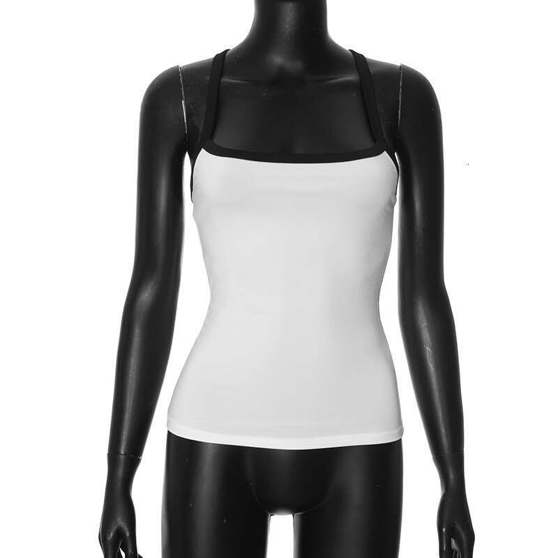 Ytp186 Women's Summer Ins New Style Color-Block Sleeveless Square Neck Sexy Casual Camisole Top B5