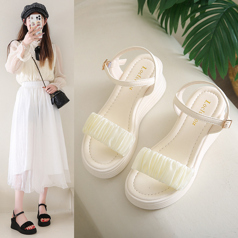 Ddmysports Women S Summer Outdoor New Style Petite Thick Sole Height Increasing One Strap Roman Sandals Non Slip Outdoor Shoes