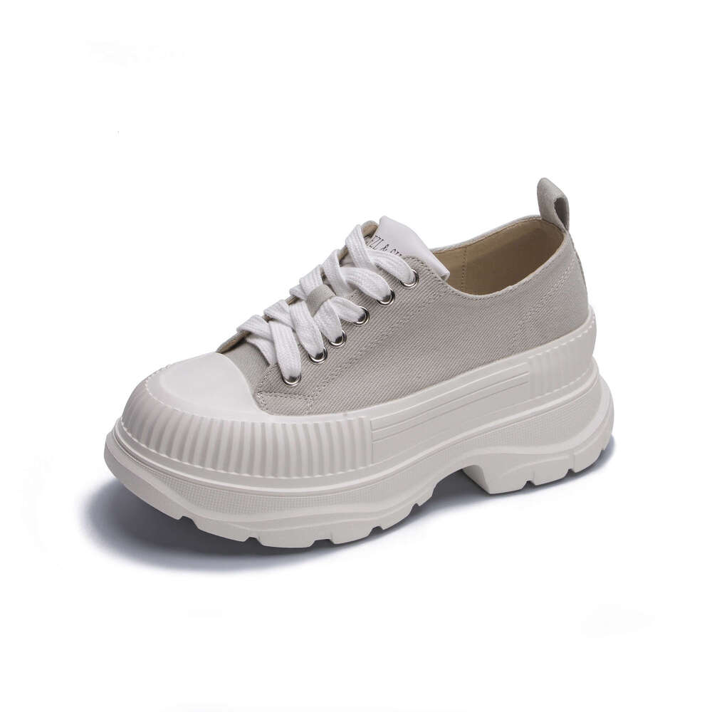 Platform Women, Height Increasing, Versatile Casual Sneakers, Campus Style, French Canvas Lace-up Shoes for Women