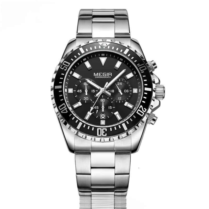 DHwatches MEGIR Men's Watch - Chronograph, Luminous, 30M Waterproof, Stainless Steel, Business Quartz Wristwatch