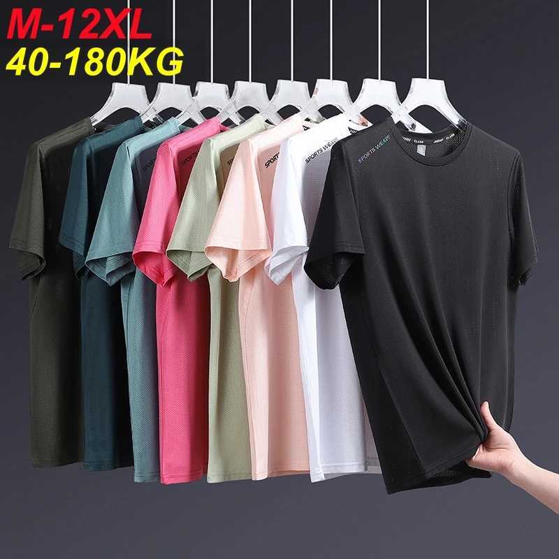 180kg 12xl 11xl 10xl 9xl T-Shirts Men Extra Large Size Quick Dry Round Neck Short Sleeve Oversized Tops Tee Big Loose Clothing Y250724