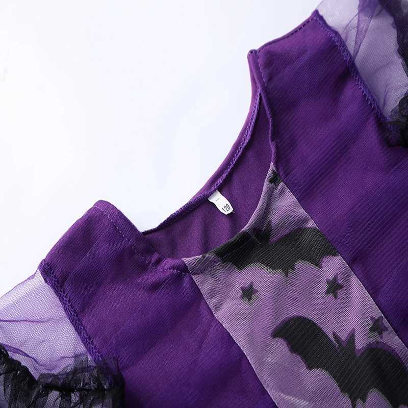 Girls Purple Bat Dress Kids Cosplay Vampire Demon Costume With Wing Headwear Halloween Carnivat Witch Role Play Clothes Z250725