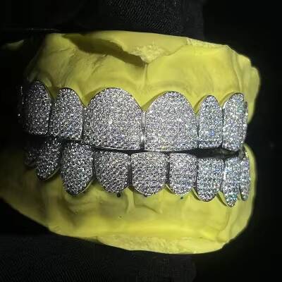 Custom Dental Grills Iced Out Sterling Silver Real Gold Jewelry VVS D Color Moissanite Diamonds Teeth Grillz Moissanite Grill