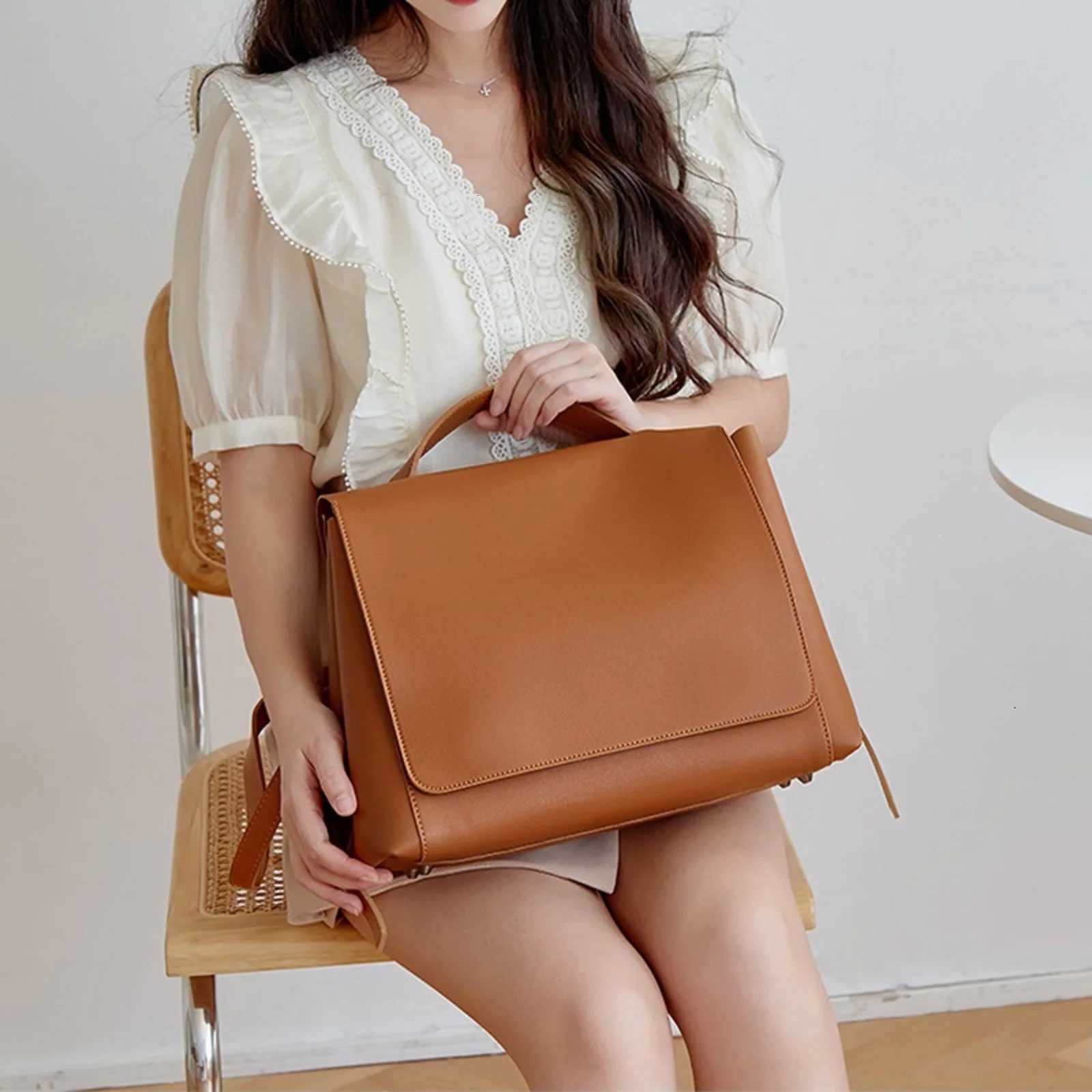 Bag Set Backpack for Women Large Capacity Leisure Travel Soft Leather Backpack Handbag Y250724