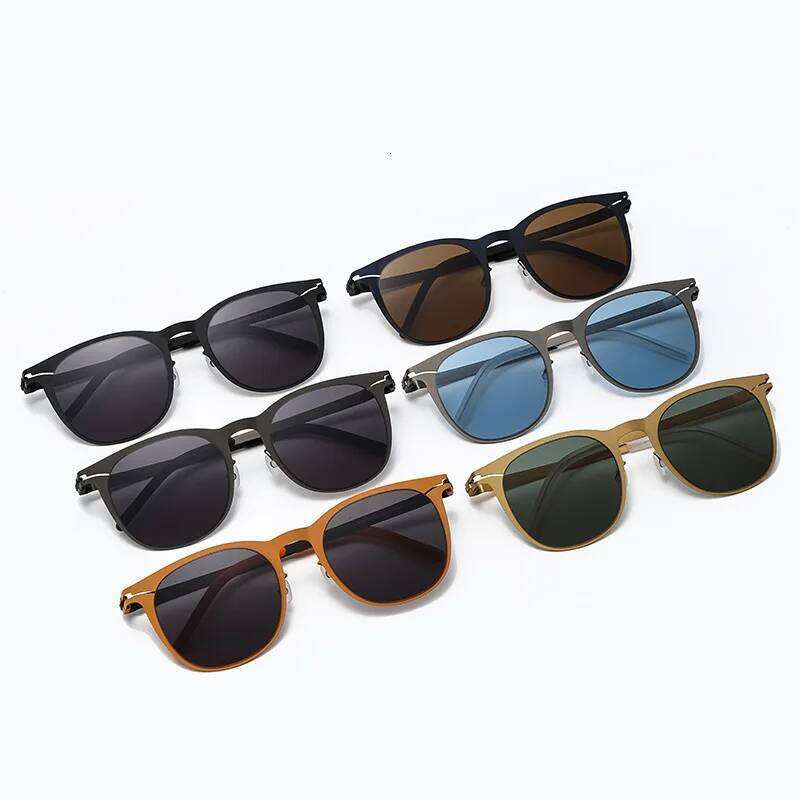 Top Quality Lightweight Stainless Steel Sunglasses Screwless Handmade for CALLUM Sun Glasses Men UV Protection Round Women