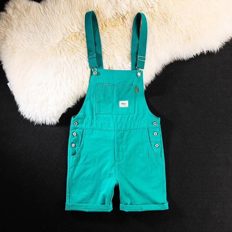 Summer Men Bib Pants Overall Short Suits Jumpsuit Trousers Plus Size 5xl Fashion Dungarees Candy Color Strap Streetwear 250725