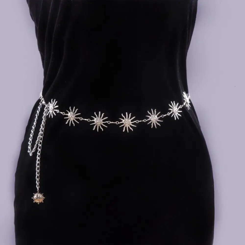 Fashion Sun Moon Stars Tassels Punk Waist Chain Vintage Hip Hop Alloy Waistband Retro Dress Cummerbands For Women 250722