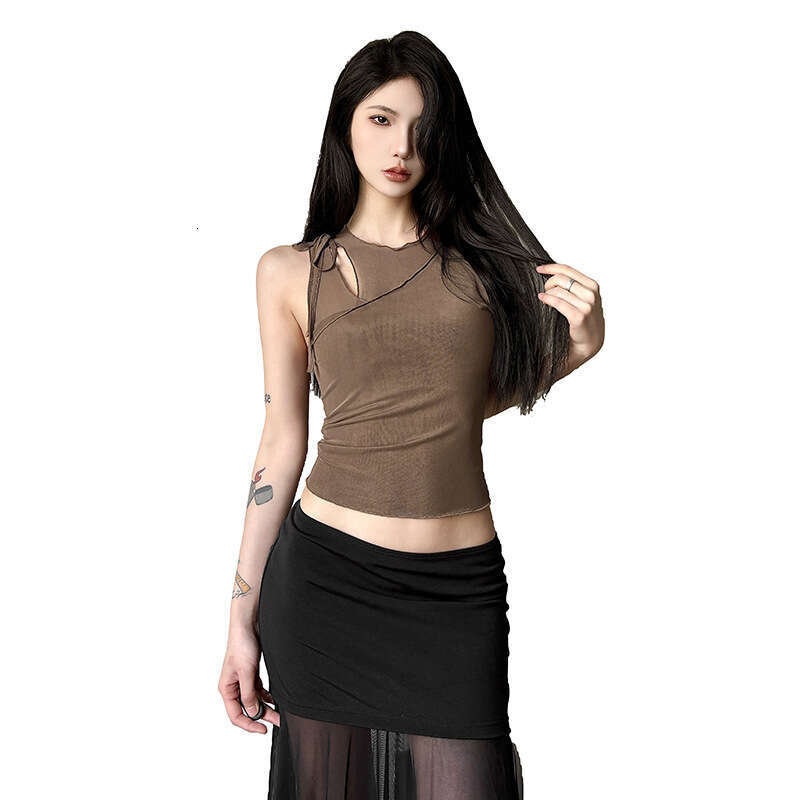 2025 Women's Spring New Fashion Sexy Sleeveless Solid Color Patchwork Crop Top Vest for Women 40d