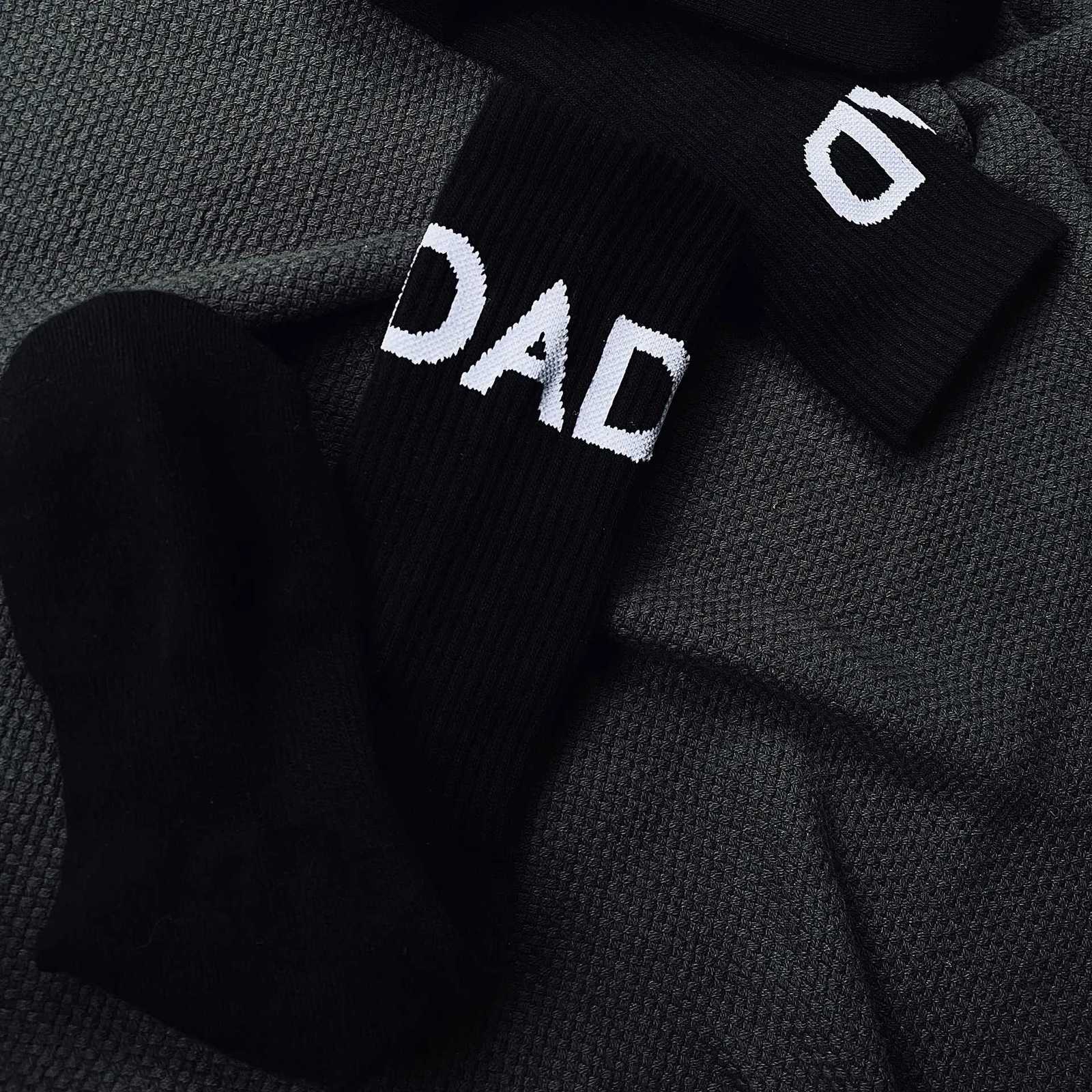 Men Medium Tube Socks Cotton Letters Black Fashion Sports Leisure Thickened Warm Towel Bottom Comfortable Trendy Socks X250725