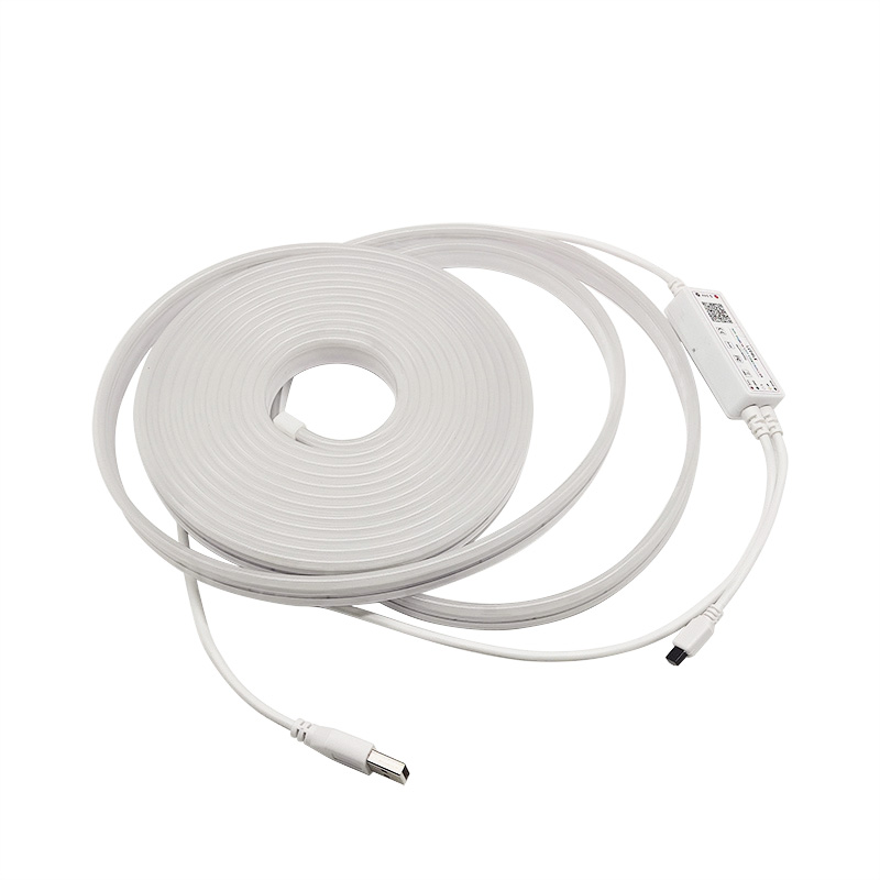 5V USB RGBCCT Neon LED Strip 5M IP65 IC Smart Neon Lamp Tape with Phone App and Remote for DIY Neon Decoration Lighting