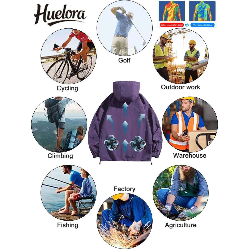 Summer Ice Cool Jacket Men & Women Air Fan Clothing UV Sun Protection Lightweight Outdoor Clothes Windproof Cooling Apparel Coat