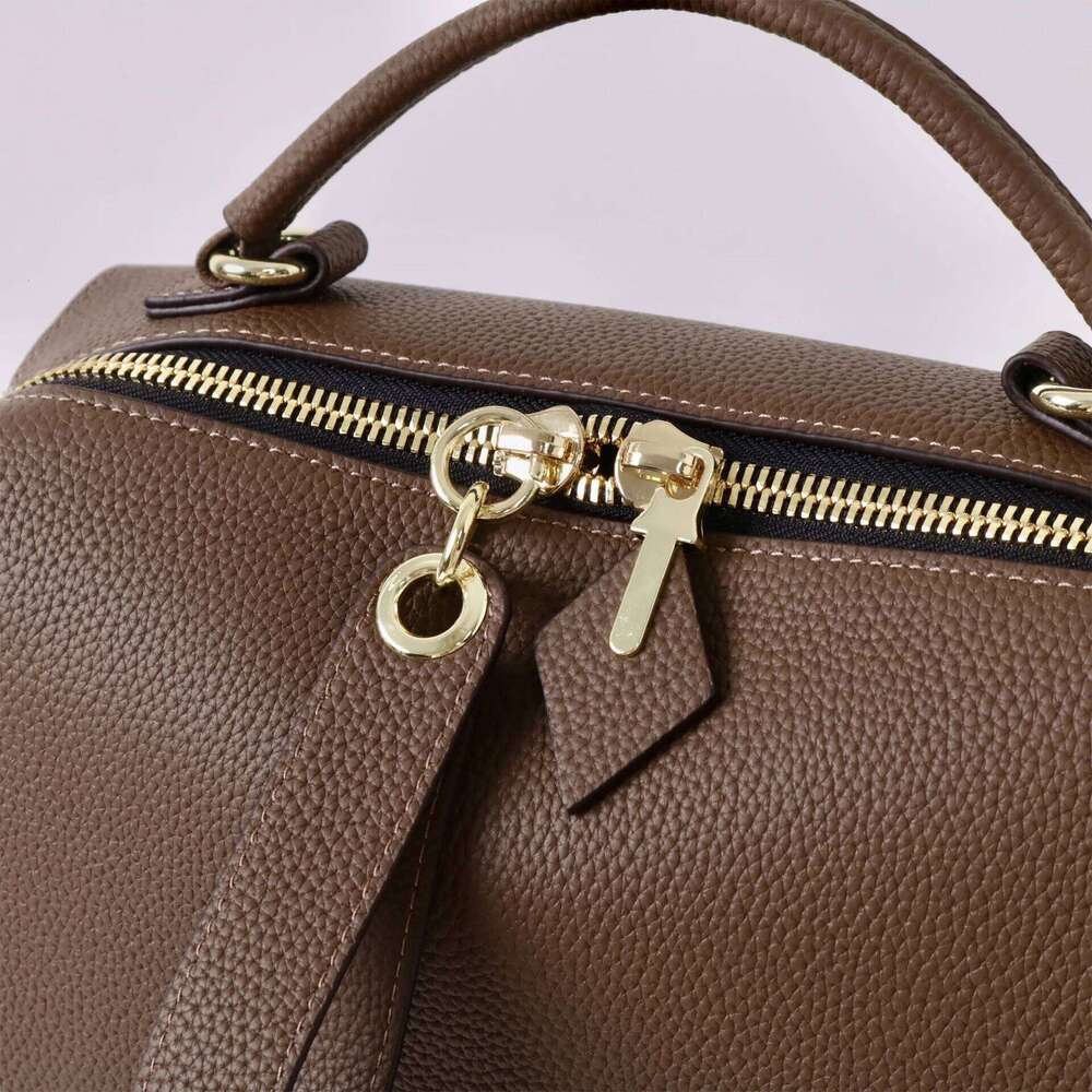 New Long Term Model Dropship Blue Grey Fashion Boston Tote Full Grain Cow Leather Women Handbag 2 Straps Female Shoulder Bag