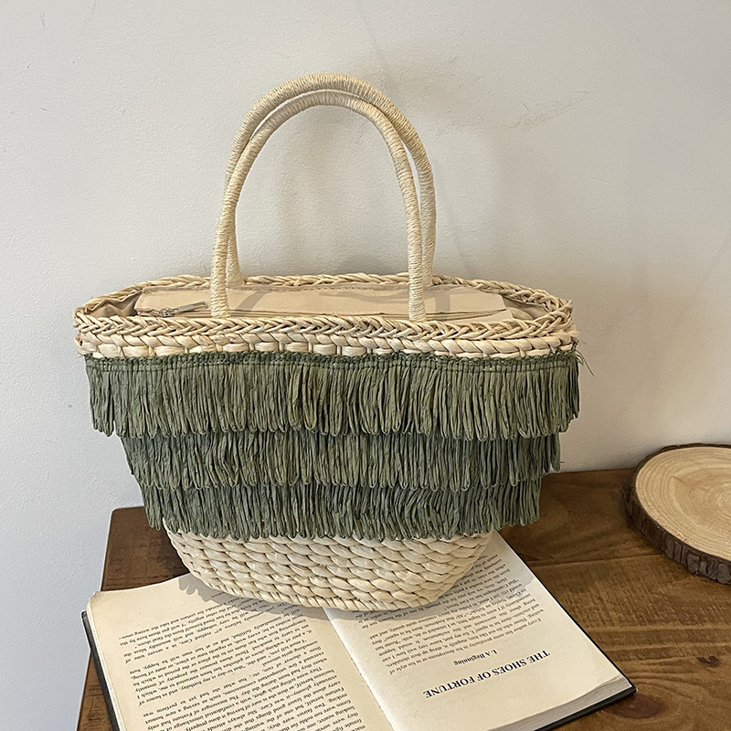 Luxury Brand Designer Bag Tassel Tote Woven Bag Ins Beach Trendy Handbag Women's Bags Vacation Handheld Straw Woven Bag