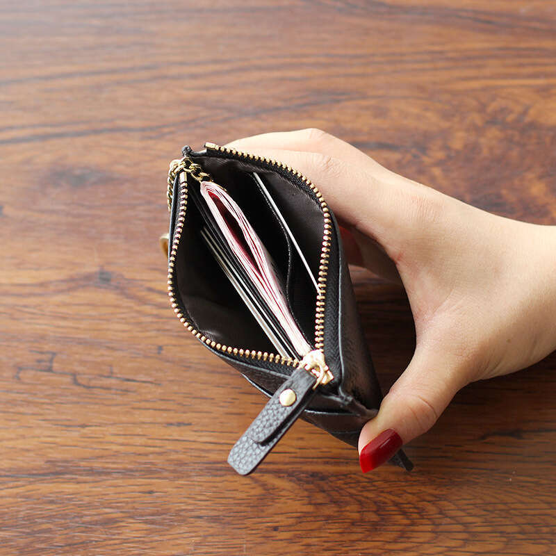 Soft Lambskin Short Wallet Small Chanel Style Quilted New Ultra-thin Genuine Leather Zipper Mini Coin Purse for Women