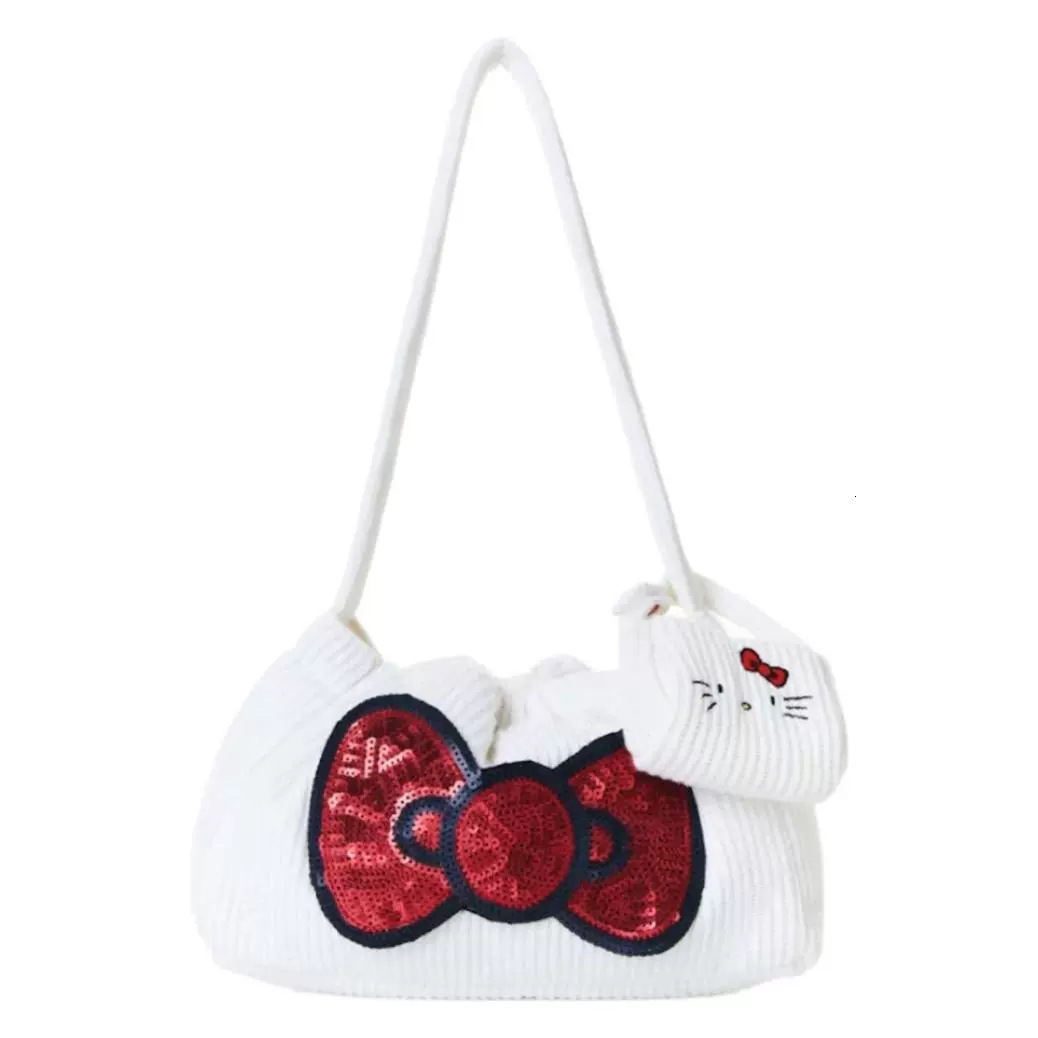 Free Shipping Luxury Women's Woven Bag Handbag Fee Designer New Year's Gift Kitty Cat Shoulder Bag Fashion Dumpling Bag Red And White Casual