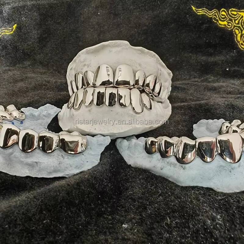 Hip Hop Deep Cut Iced VVS Moissanite Grills Custom Real Gold Plated 925 Silver Zig Zag Setting Moissanite Diamond Teeth Grillz