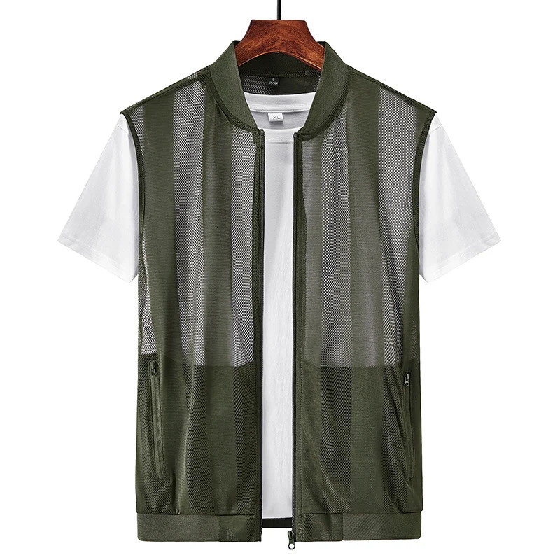 Summer Men Mesh Hollow Waistcoat Breathable Outdoor Sports Coat HighQuality n Leisure Vest 250725