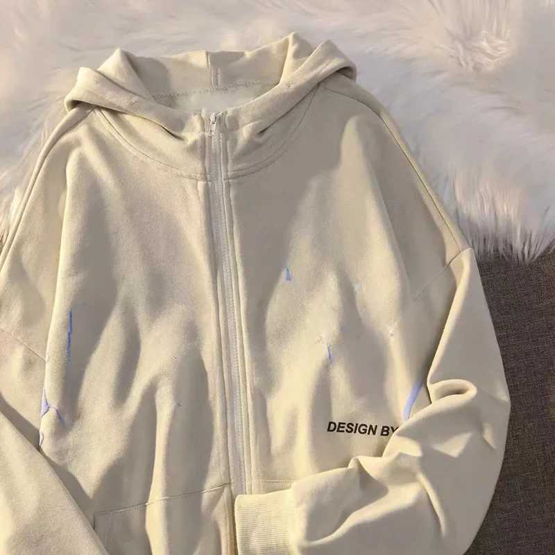 Hooded Polo Sweatshirt with Zipper European American Style Y2K Design for Men and Women L251018O5P0