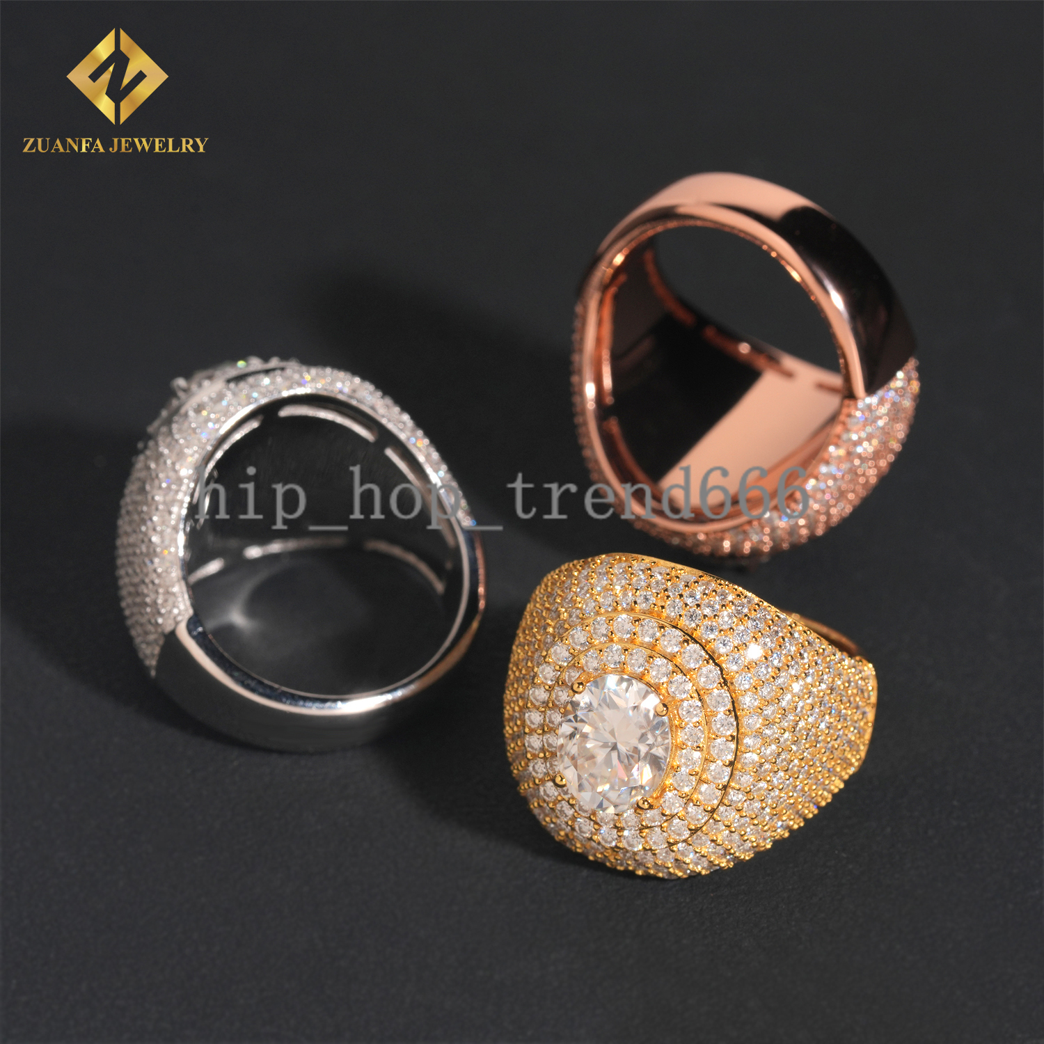 Luxury Fully Iced Out Men Diamond Ring Hip Hop Moissanite Men Rapper Ring