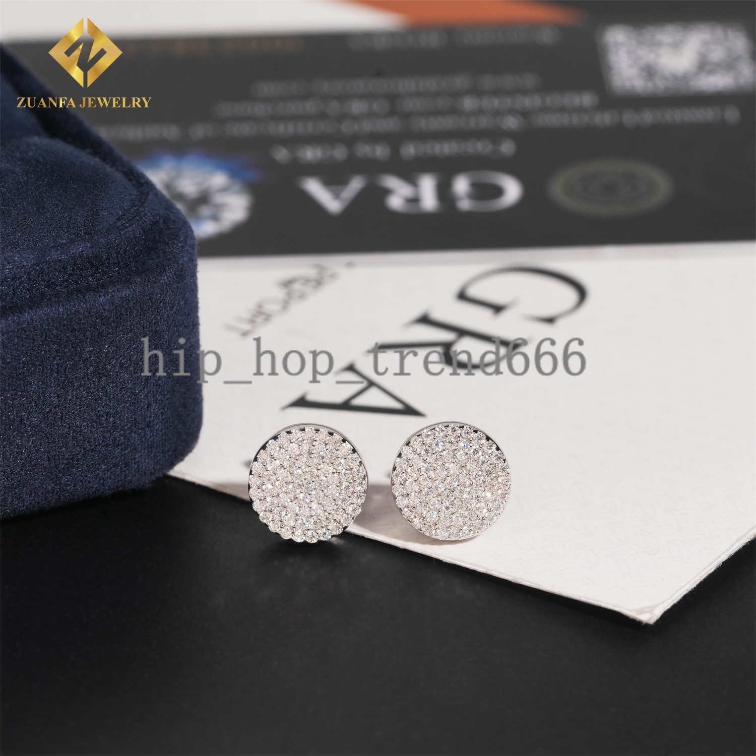 Fully Iced Out Stud Earring Cluster Moissanite Diamond Hip Hop Fashion Stud Earring 925 Sterling Silver Jewelry VVS Moissanite