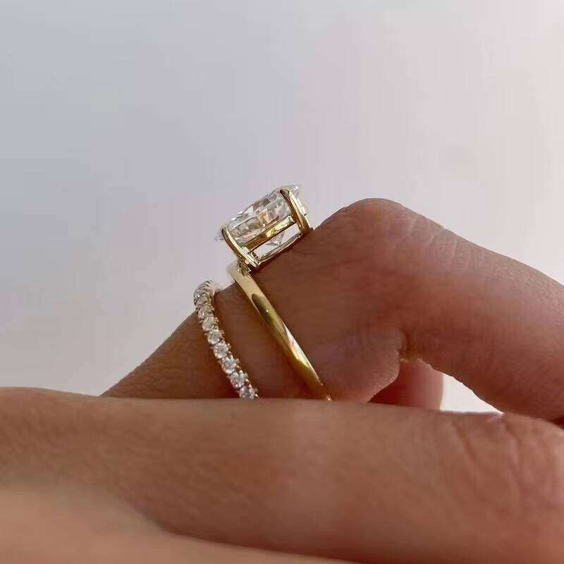 Wholesale Fashion Ladies Jewelry 2.5 Oval Cut Bridal Set Moissanite Rings for Women Wedding Engagement