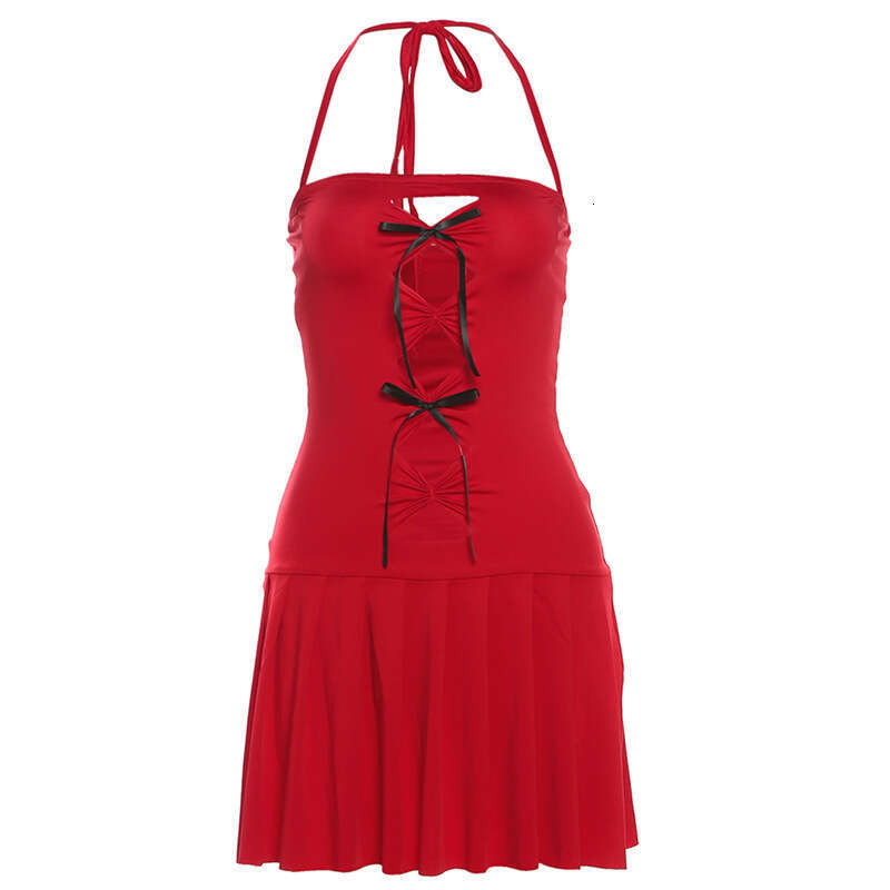 2024 Summer New Women's Solid Color Slim Fit High Waist Fashion Off-Shoulder Halter Dress cd9