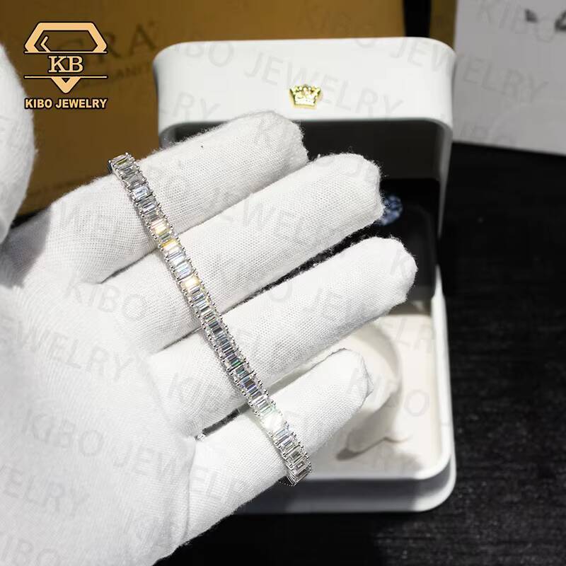 Hot Selling Iced Out Diamond Chains Tennis Necklace 5mm Bracelet 925 Silver Baguette Emerald Cut Moissanite Men Hip Hop Chain