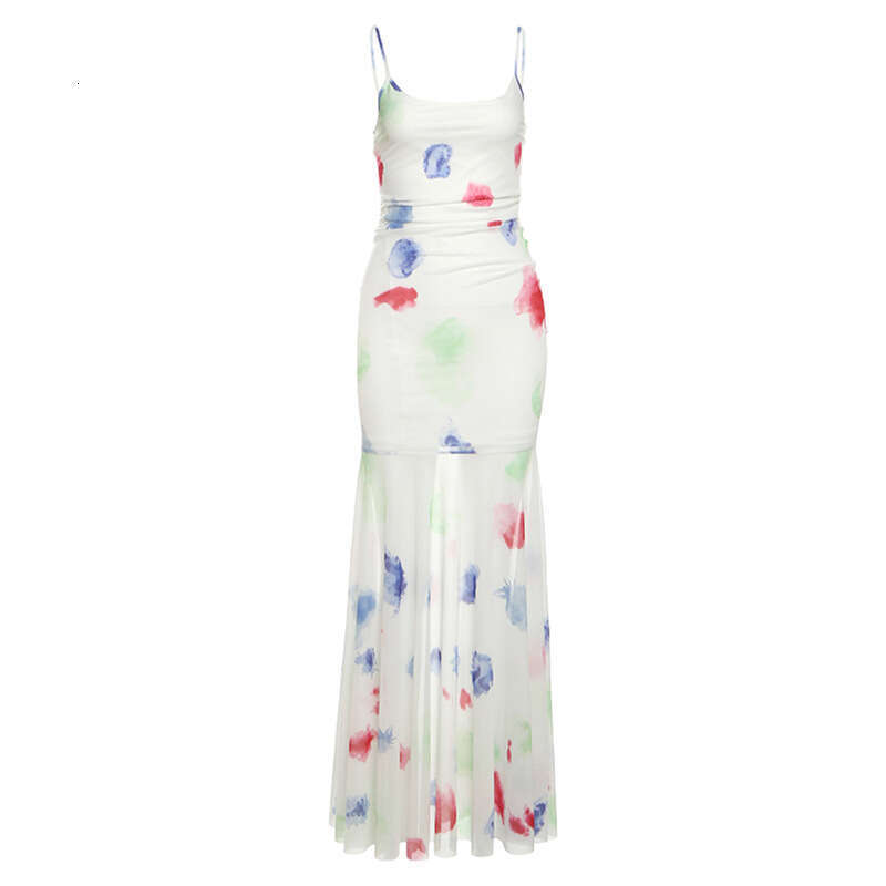2025 Spring New Women's Solid Color Slim High Waist Fashion Strap Sleeveless Backless Dress 53e