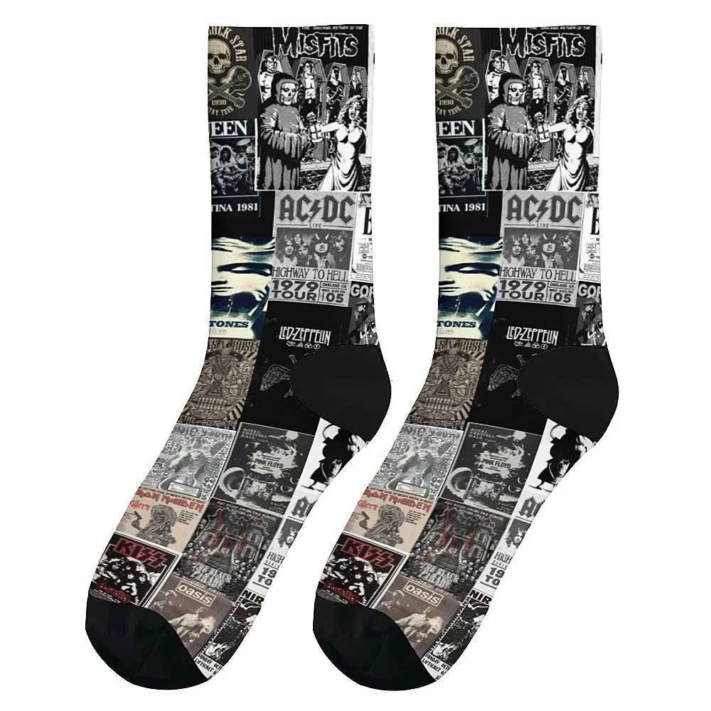 Poster art collage mens fashion socks novelty interesting crew socks comfortable and breathable retro style casual sports. X250725