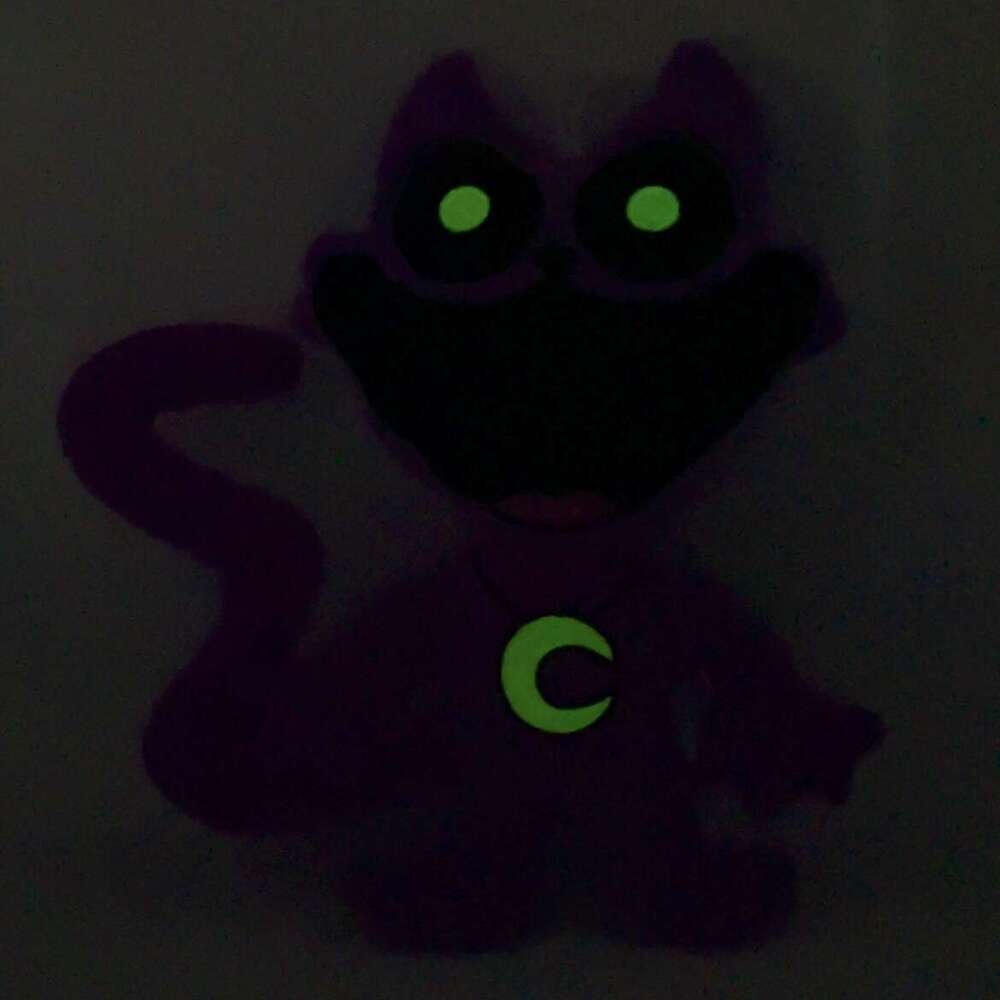 New Smiling Critters Glow-in-the-Dark Big Mouth Purple Cat Bobby Smile Plush Toy