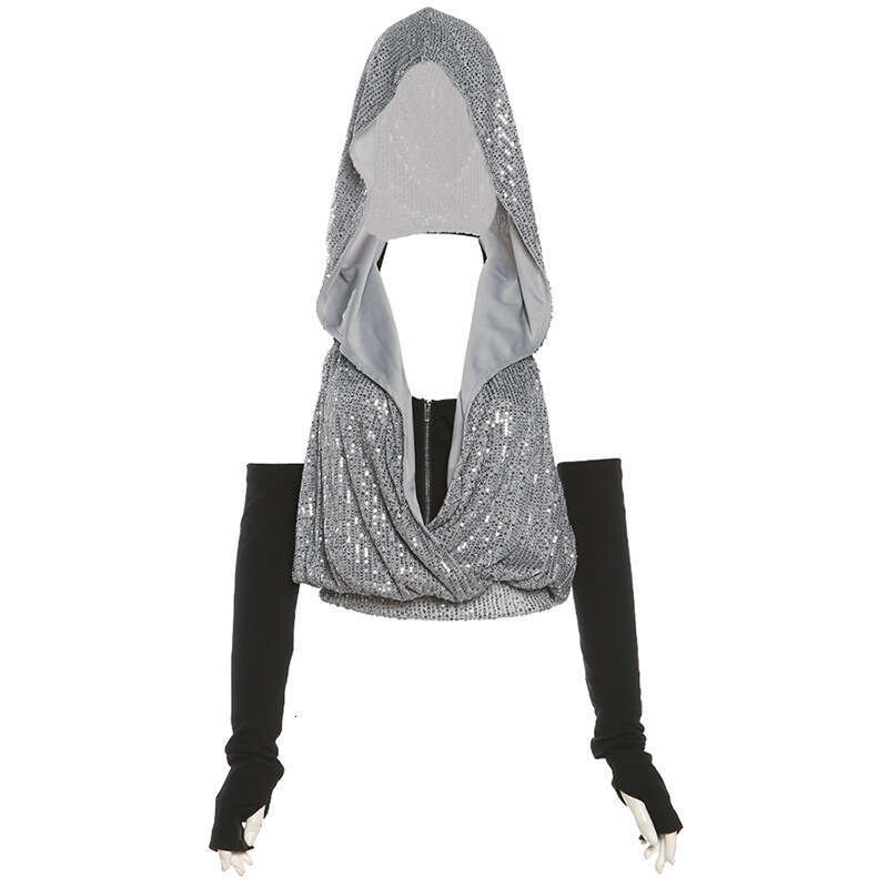 2023 Autumn Winter New Sexy Halter Neck Vest Hooded Sleeveless Cover-Up Two-Piece Set for Women 0de