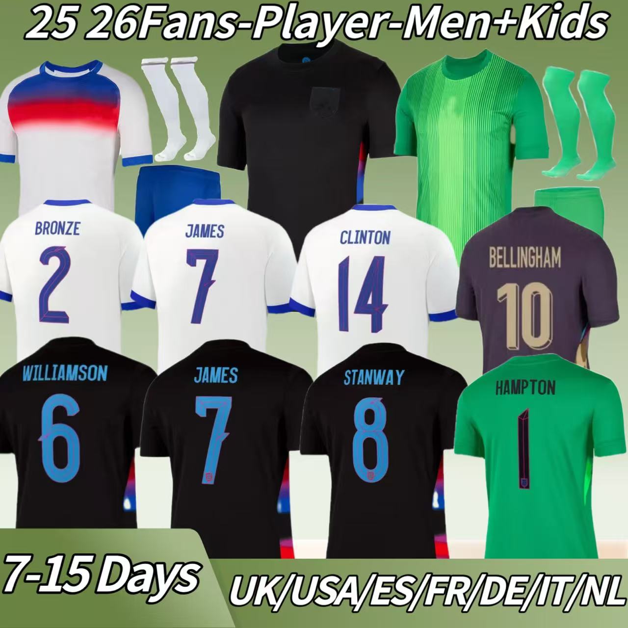 S-4XL Football Jersey 24 25 26 England KANE GREALISH MOUNT RASHFORD Women Euro cup soccer jerseys BELGHAM SAKA TRIPPIER National Team Football M full Kits 90 96 98