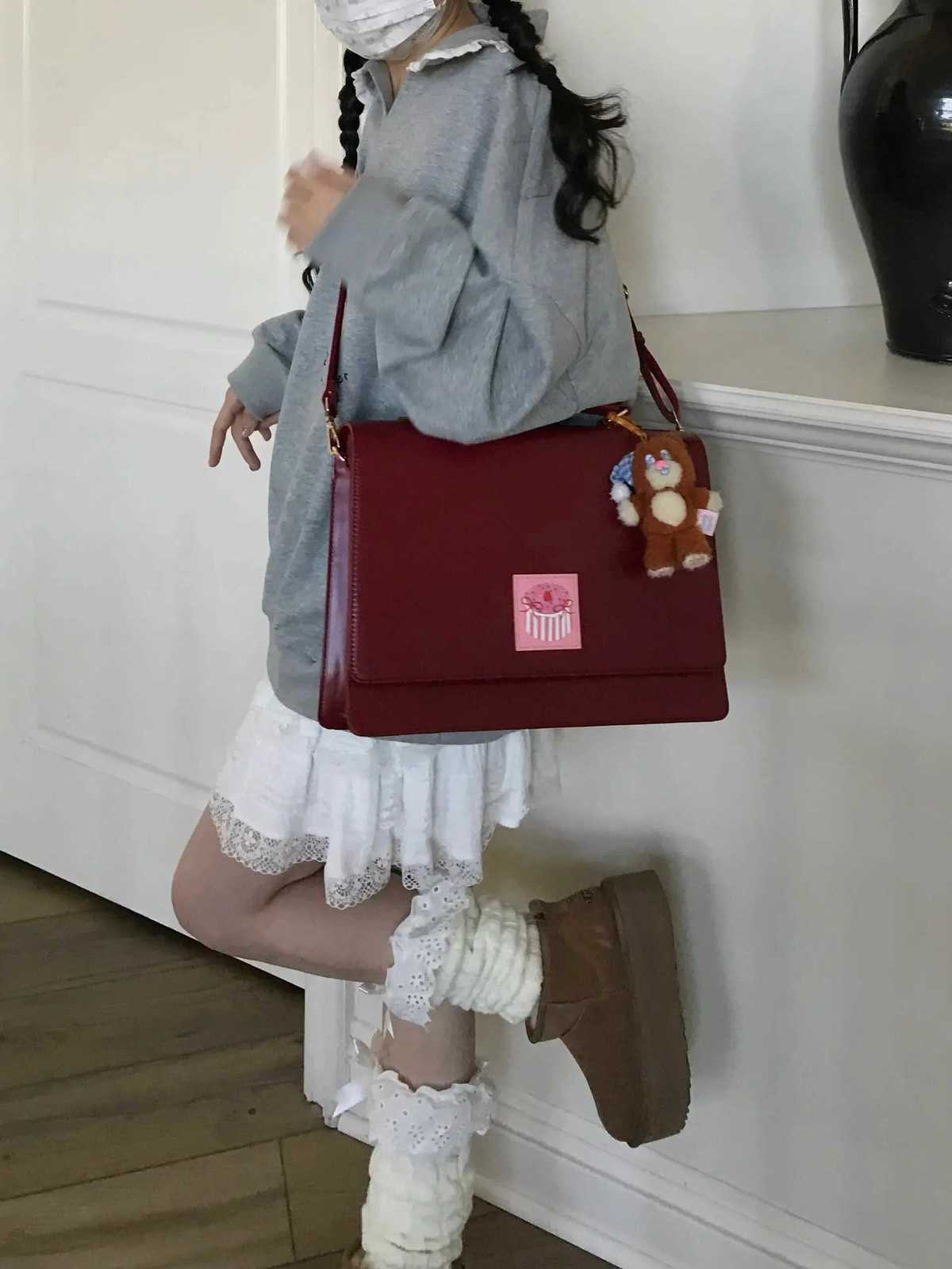 Jiaerdi Harajuku Red Backpack Wen Academy Style JK Uniform Pu Leather Y2K Mochila Schoolbag Student Shoulder Crossbody Bags Y250724