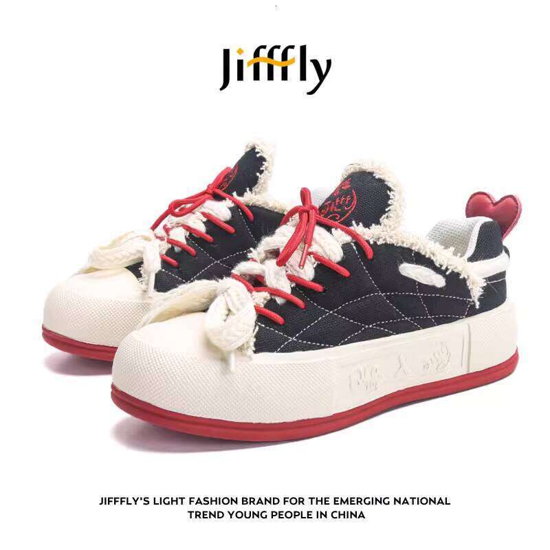 Jiffflyx Qingwantian Q.VONTON Women's Versatile White Shoes Thick Sole Height Increasing Casual Sports Sneakers