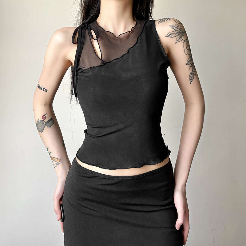2025 Women's Spring New Fashion Sexy Sleeveless Solid Color Patchwork Crop Top Vest for Women 40d