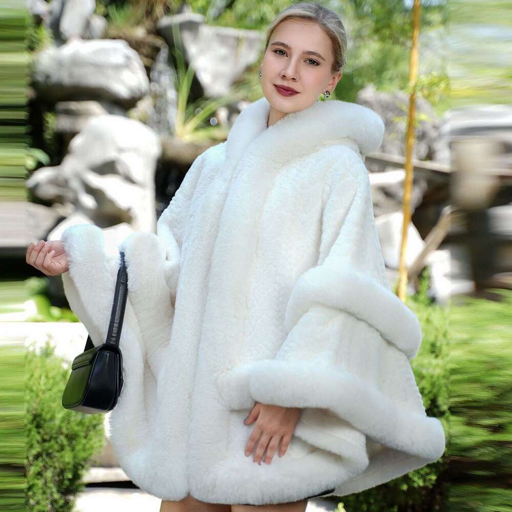 Autumn Winter New Warm Faux Large Size Artificial Shawl Thickened Fur Collar Cape Versatile Coat