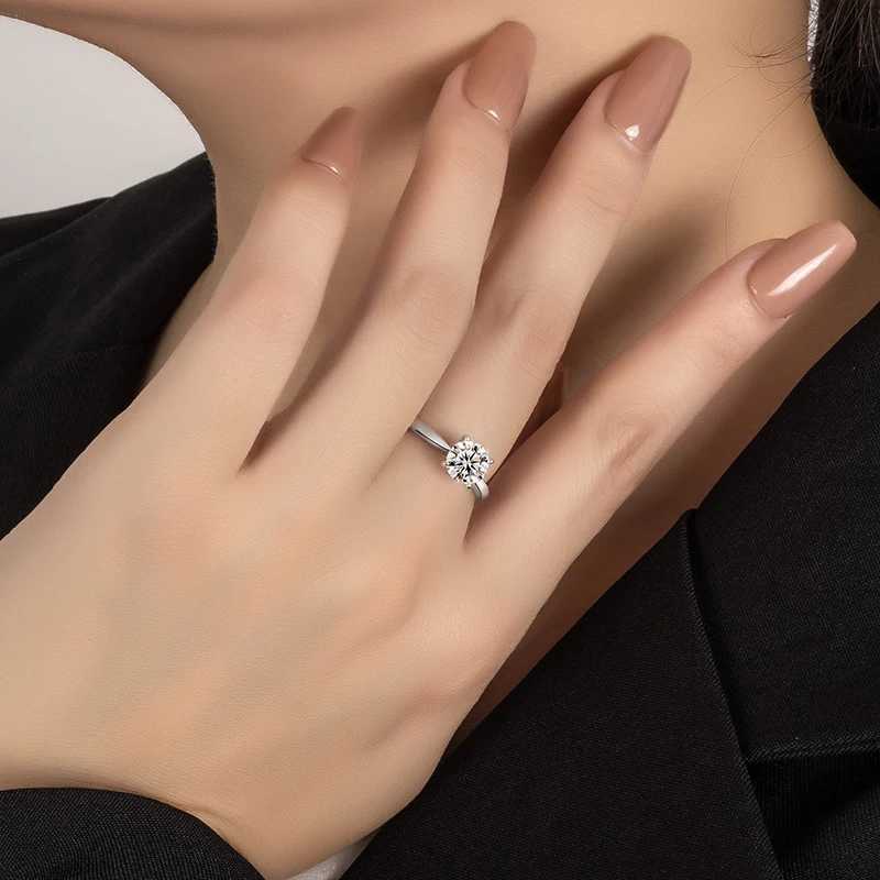 PERFANY 0.5/1/2CT Moissanite Female Engagement Ring S925 Pure Silver Classic Four Claw GRA Certified Diamond Wedding Jewelry W250417