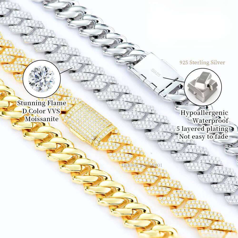 Wholesale Custom Gra Certified Men Iced Out Hip Hop Jewelry Sier Mossanite Moissanite Dia Cuban Link Chain Necklace