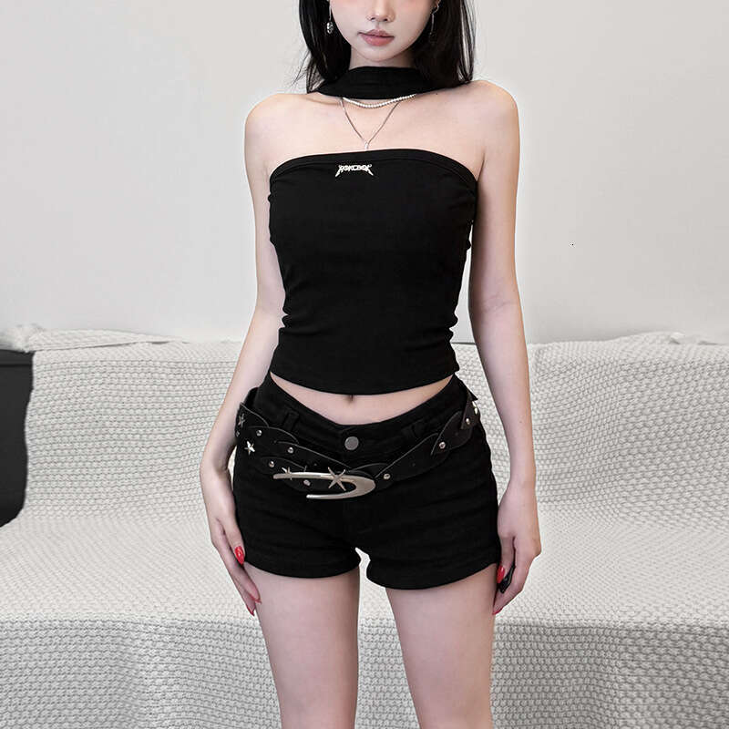 INS Style 2024 Autumn Winter New Women's Solid Color Slim Street Fashion Halter Backless Vest 619