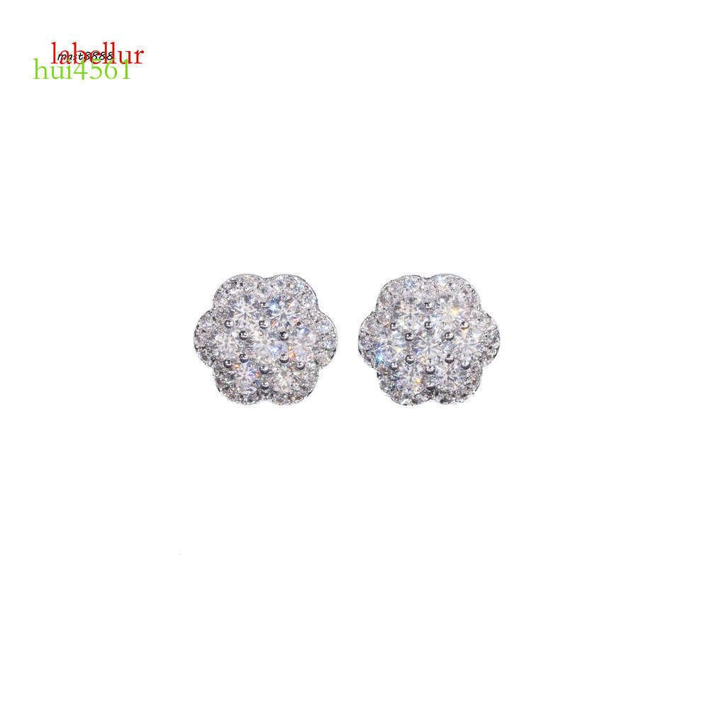 New Stocks Pass Tester GRA Certified VVS Dia Sterling Sier Cluster Moissanite Stud Earrings