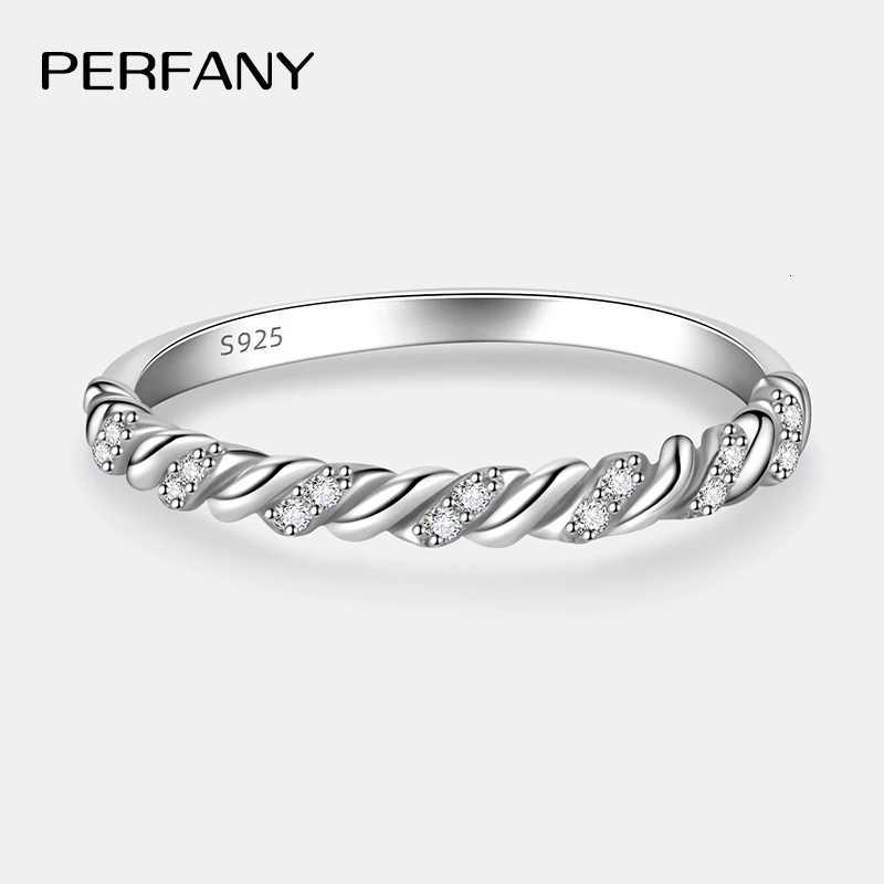PERFANY All Mo Silica Ring Womens 100% Pure Silver Twisted Pattern Design GRA Laboratory Diamond Wedding High End Jewelry W250417