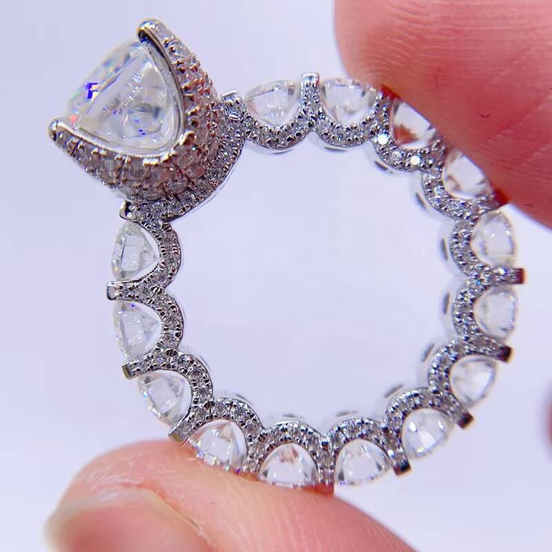 Vintage Style 925 Silver Real Gold Fully Iced VVS Lab Diamond Ring Moisasnite