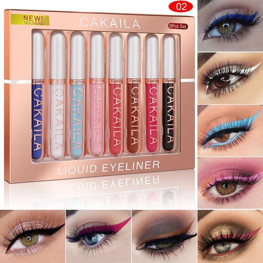 8-Color Set Waterproof Eyeliner Pens Long-lasting Glitter & Colored Makeup Cosmetics Beauty Matte Eye liner Pencil Kit X250725 X25072